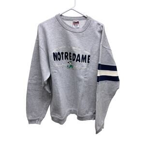 Team Edition Apparel Gray Notre Dame Embroidered Crewneck Sweatshirt Size L